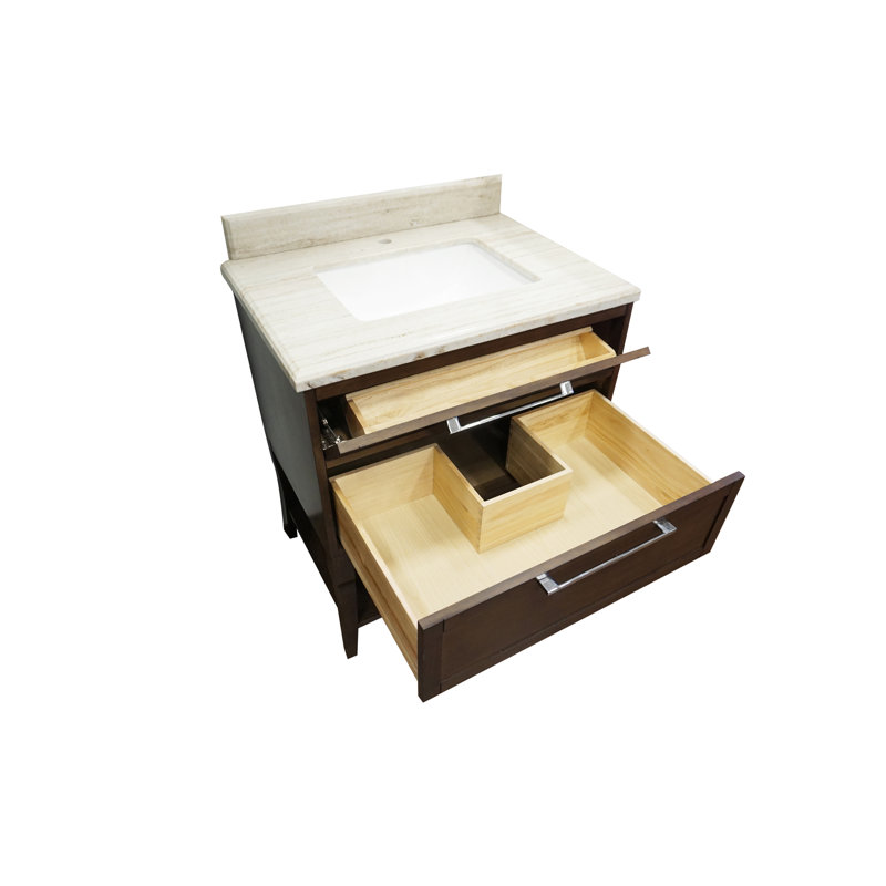 Ensemble de meuble-lavabo simple 30 po Oberon, Marbre sable de plage