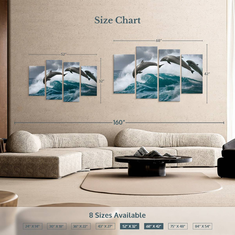 Brampt Wave Riding Dolphins, 42" H x 68" W