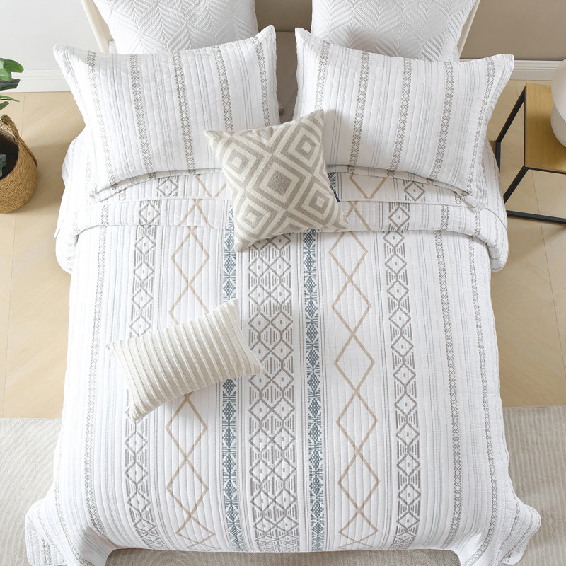 Ensemble de courtepointe 100% coton 98 po x 90 po DDUOXIN - 1 courtepointe avec 2 taies décoratives