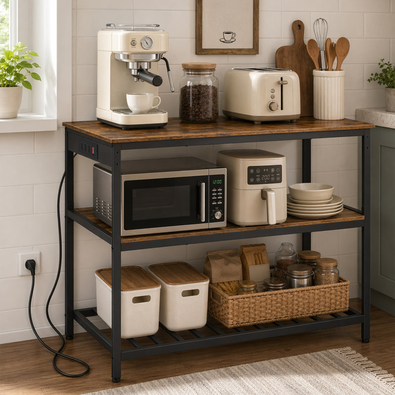 Kitchen Island, Rustic Brown/Black