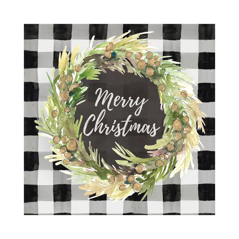 Buffalo Plaid Christmas Wreath by Lanie Loreth - Wrapped Canvas Print, 66.04 cm H x 66.04 cm W x 3.175 cm D