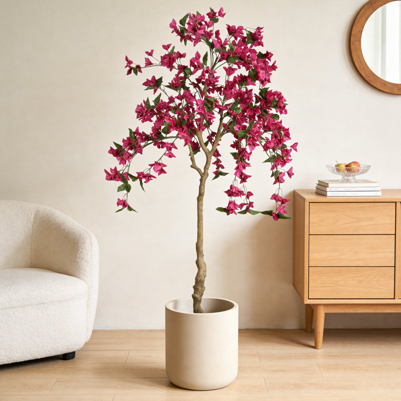 Arbre de bougainvillée artificiel en pot de 6 pi pour la décoration intérieure / extérieure