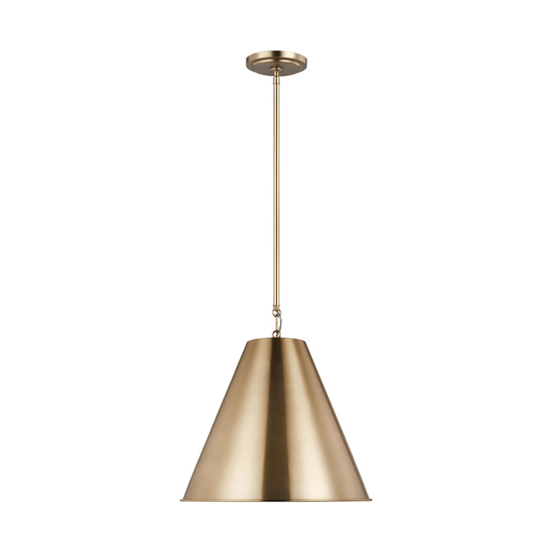Luminaire suspendu conique à 1 lumière Camariae, Laiton satiné, Laiton satiné