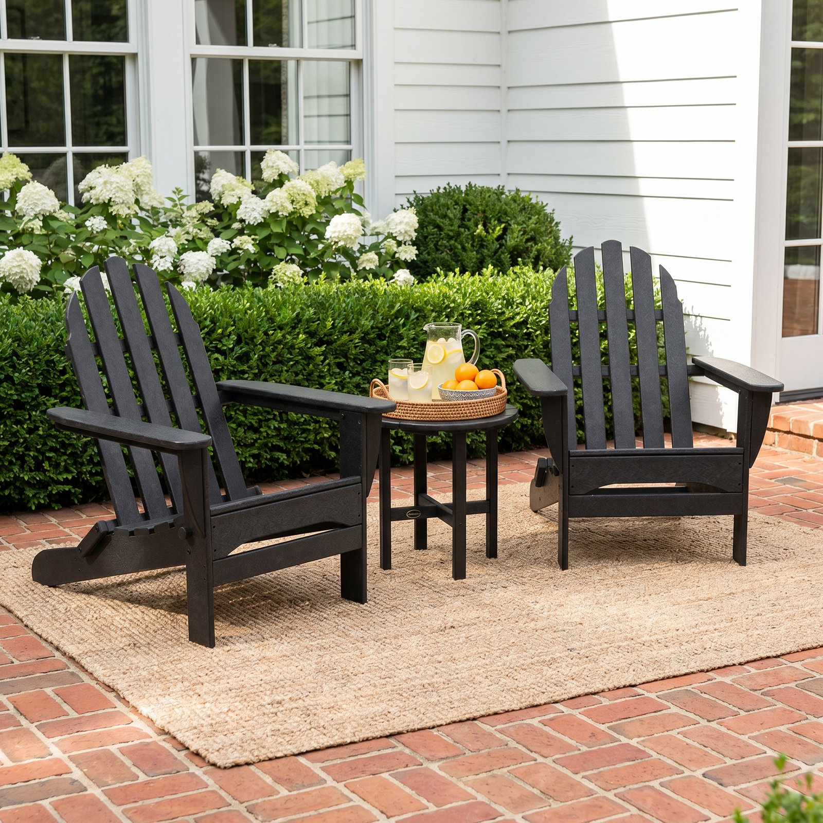 POLYWOOD® Classic Adirondack 2-Person Patio Seating Group, Black