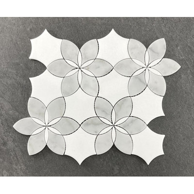 Water Jet - Marble Daisy Flower Pattern Mosaic Wall & Floor Tile