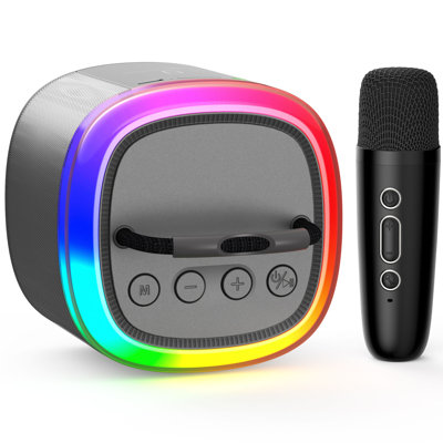 JYX D17 Bluetooth Speaker With 1 Mini Microphone & Beatsync RGB Lights | Lightweight Design, TWS Stereo Sound | Portable Wireless Speaker For Home Par -  D17G-25