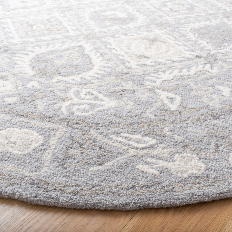 Tapis géométrique en coton touffeté à la main avec micro-boucle, Rectangle 4 pi x 6 pi
