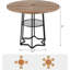 Table de salle à manger 38,6 po ronde en bois avec base hexagonale et filet de rangement central-410904582