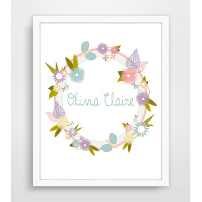 Couronne de lilas et de papillons, impression sur papier