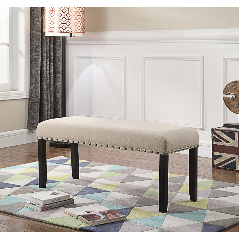 Dining Bench With Nailhead Trim, Tan