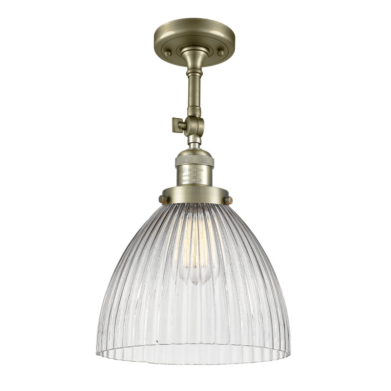 Tallulah Glass Semi Flush Mount, Antique Brass, 6 Watt Vinage LED Bulb