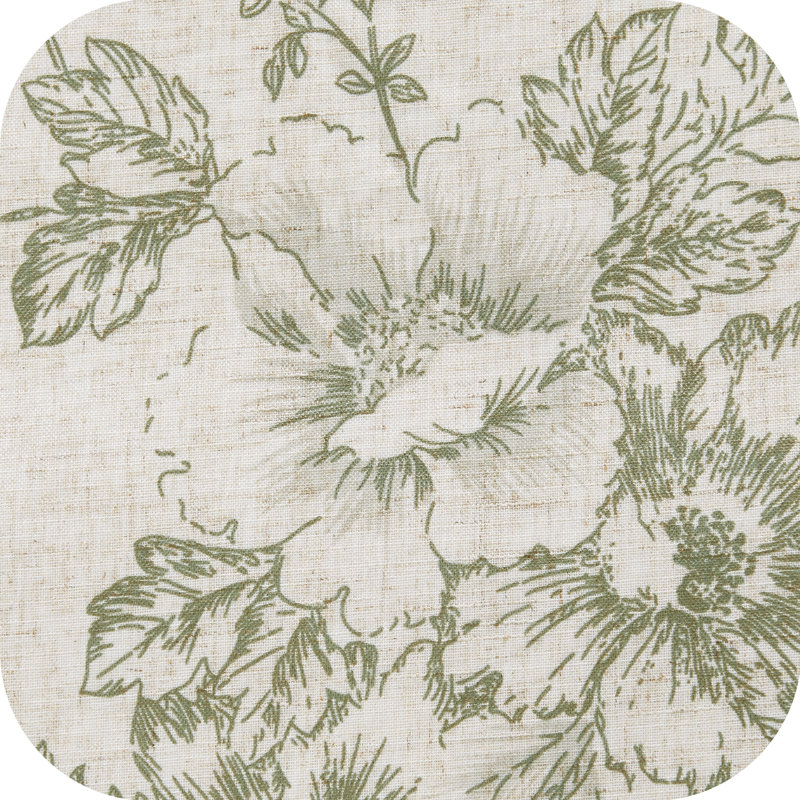 Paire de rideaux en lin avec crochets floraux, Vert plissé, L 40 po x L 84 po