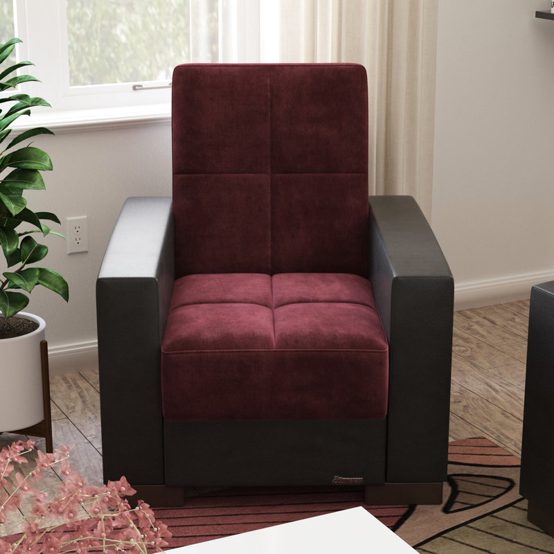 Fauteuil confortable en microfibre avec rangement - options de couleur bourgogne / noir pour un style de vie élégant