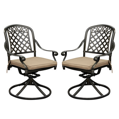 Swivel Patio Dining Armchair with Seat Cushions (Set of 2)