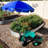 Rolling Garden Cart with Extendable Steering Handle Swivel Seat & Basket - Green-98404311