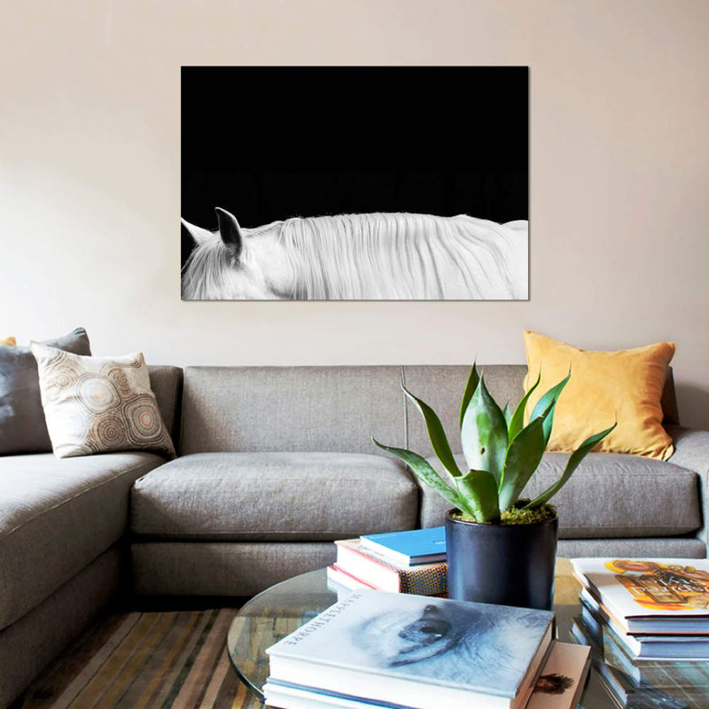 «White on Black II» par Samantha Carter - impression sur toile tendue, H 12 po x l 18 po x P 1,5 po, Pas de tapis