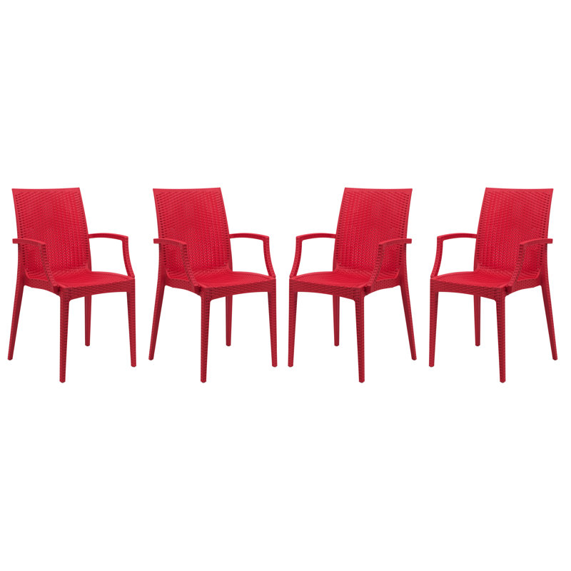 Fauteuil de patio empilable sans assemblage Mace - Chaise de salle à manger moderne en tissu toutes saisons imperméable et robuste