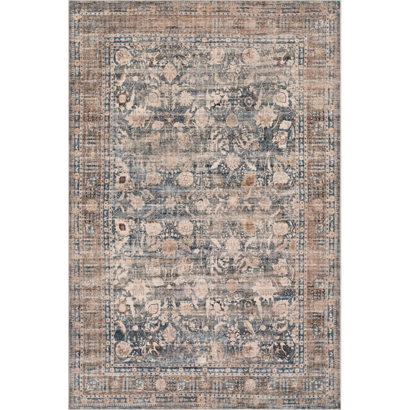  Romilly Bordered Traditional Washable Area Rug, Rectangle 5' x 8'