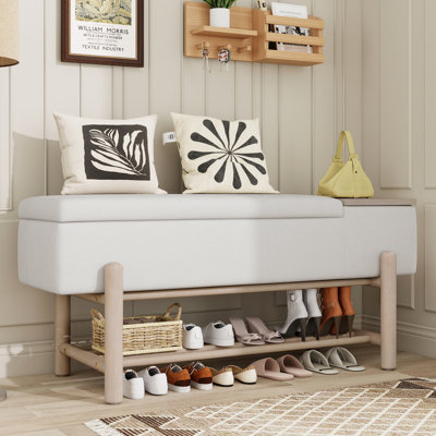 Banc de rangement rembourré avec compartiment caché Trexm Farmhouse