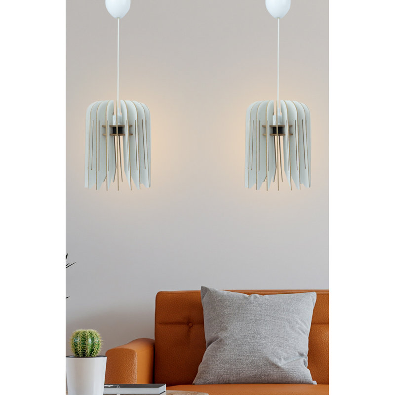 Luminaire suspendu géométrique unique à 2 lumières, Blanc, Blanc
