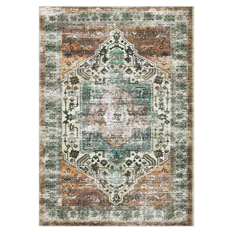 Machine Washable Rug Oriental Area Rugs for Living Room Ultra Soft Non-Slip Rug for Bedroom Foldable Rug for Playroom Office Kitchen