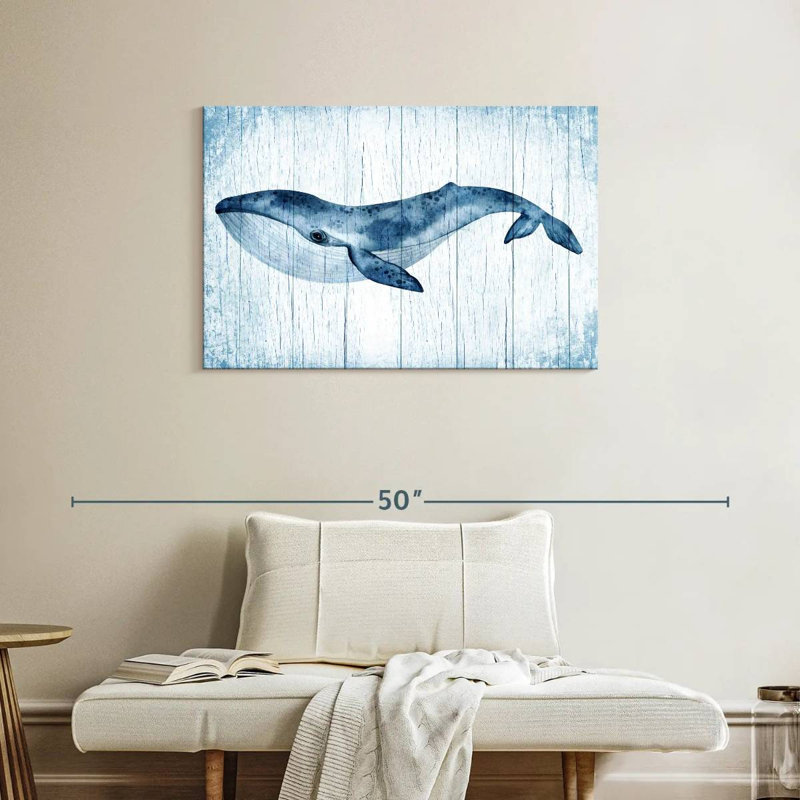 Brampt Wooden Blue Whale, 24" H x 36" W