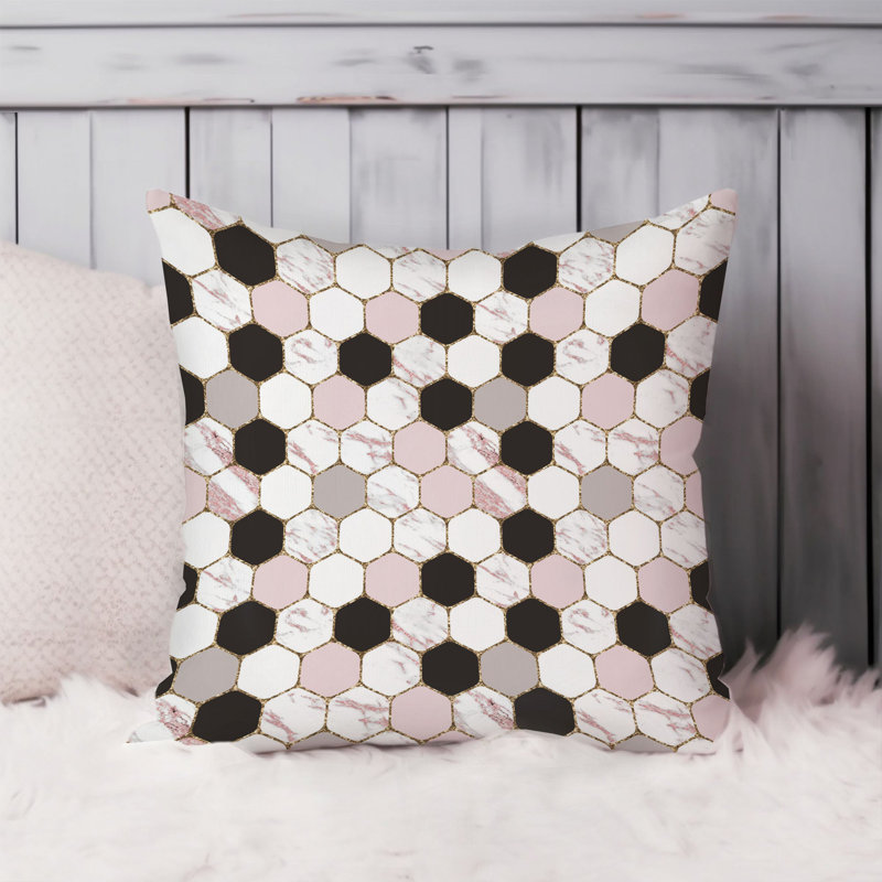 Abstract Hexagon Pattern I Mid-Century Modern, 18"H x 18"W