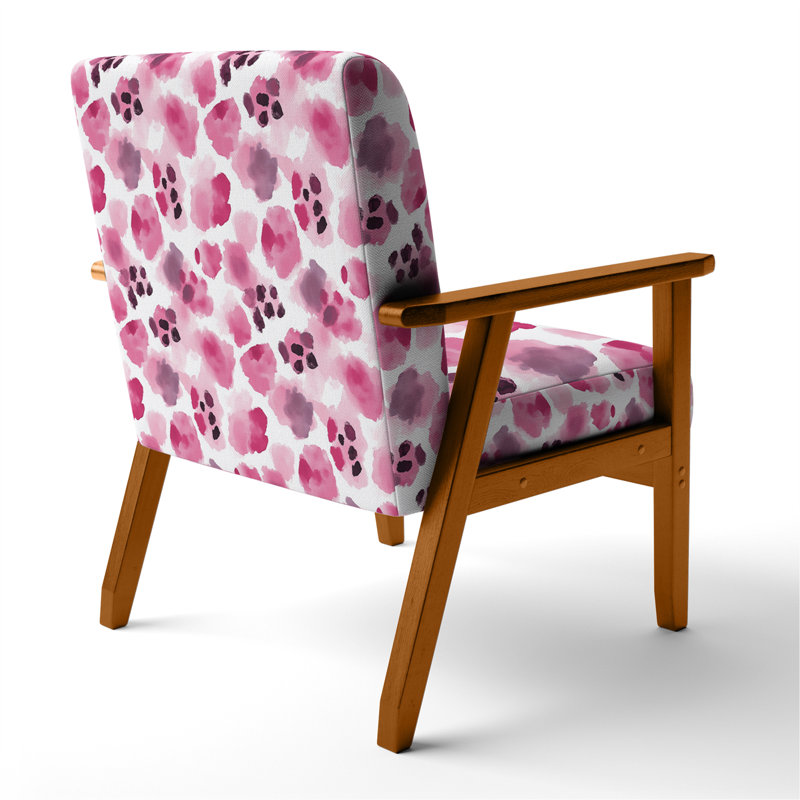 Fauteuil d'appoint à imprimé animalier filles - léopard rose doux, Accoudoirs carrés bruns