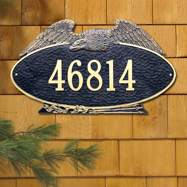 Plaque d'adresse murale 1 ligne Eagle, Étain et argenté, Oui
