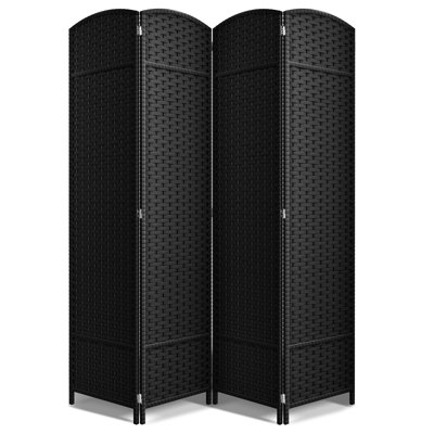 Panel Folding Room Divider Double Hinged, 4 Panels, Black