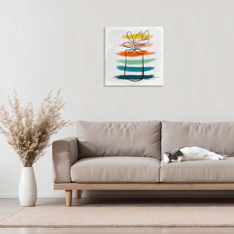 Plante avec des rayures colorées, design par Beki Marquardt, H 17 po x l 17 po