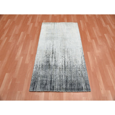 Tapis gris noué à la main 3 pi x 5 pi 3 po One Age of a Kind Vikita