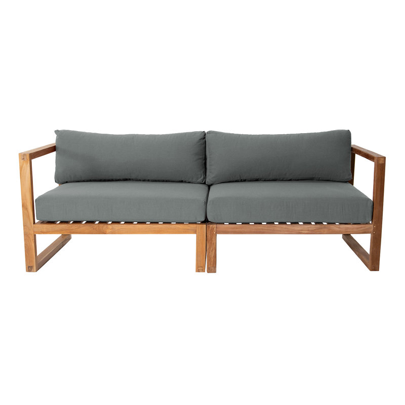 Jalyric 84'' Teak Outdoor Sofa, Charcoal