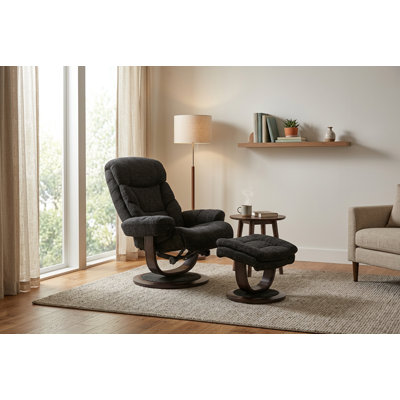 Oslo Ebony Euro Recliner w/ Ottoman