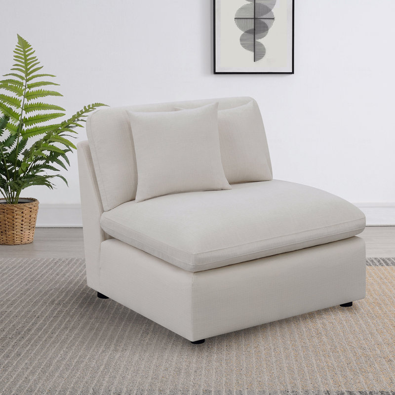 Chaise sans accoudoirs ivoire rembourrée