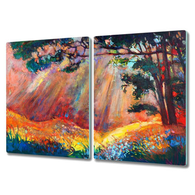 Nhek Tempered Glass Meadow Trees Chopping Board