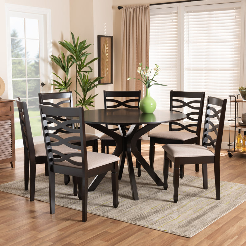 6 - Person Solid Wood Top Pedestal Dining Set