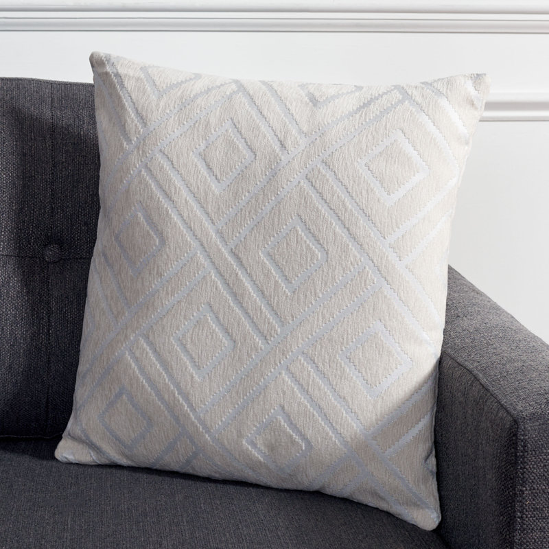 Ivory 18" Square Triska Pillow with Basketweave Pattern