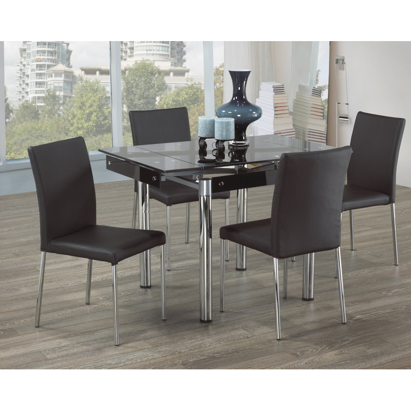 Denise Extendable Glass Top Metal Base Dining Table