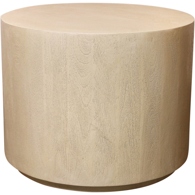 16" Natural Distressed Solid Wood Round End Table, 16" H x 20" W x 20" D