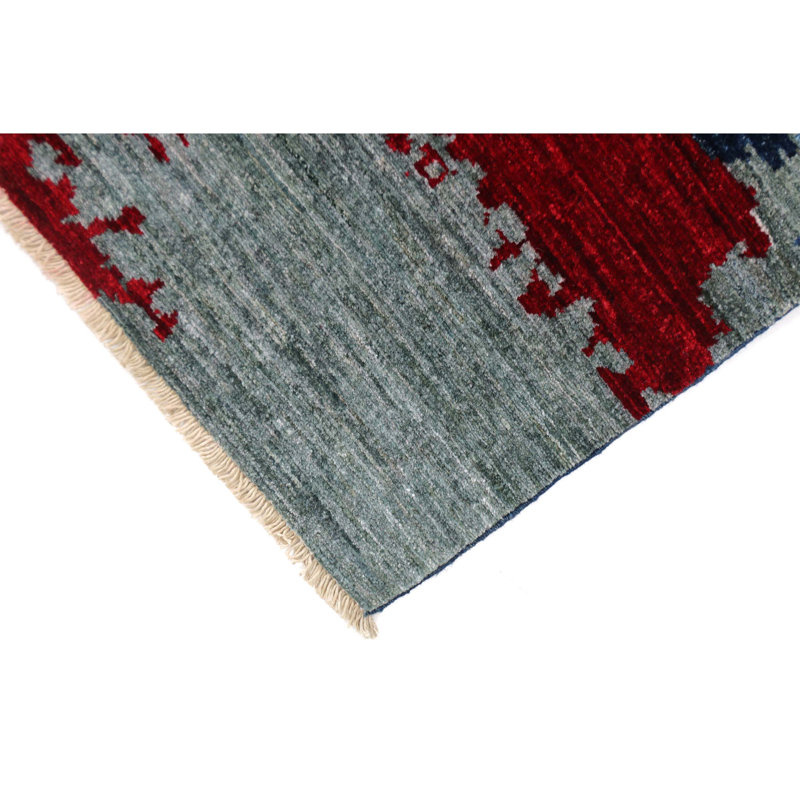 High-Quality Hand-Knotted Blue And Red Area Rug