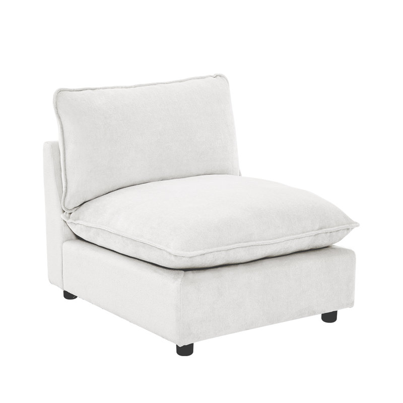 31.5" Heffernan Accent Chair Modular Sectional Sofa, White Chenille