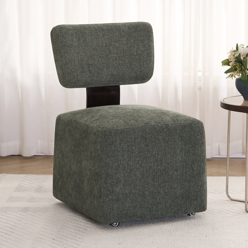 Chaise rembourrée moderne avec assise large, Vert