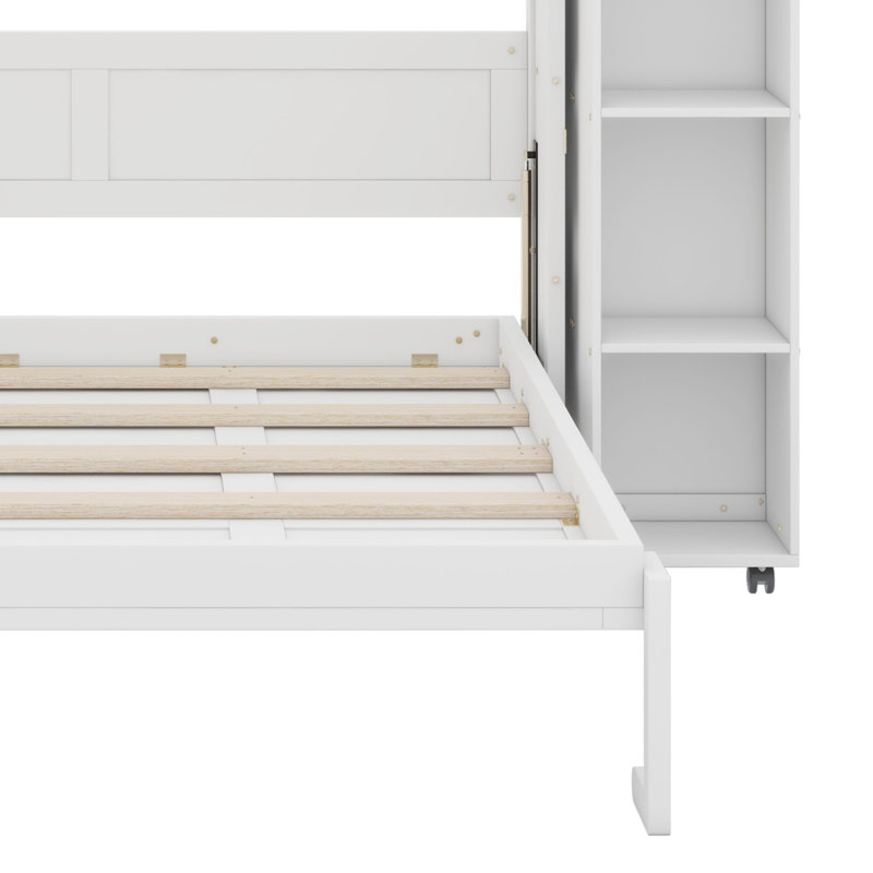 Lit escamotable mural Murphy avec portes de rangement, Blanc
