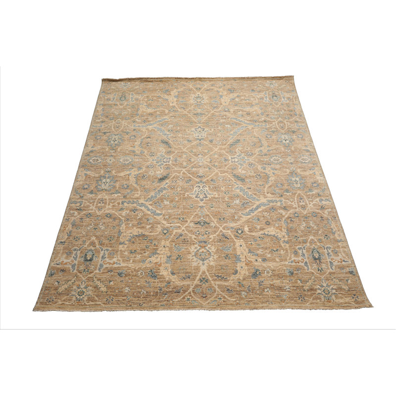 Tapis traditionnel brun en laine noué à la main 8 pi x 10 pi Khyber