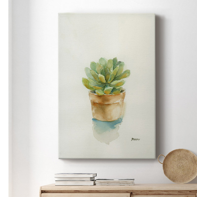 Succulent II - peinture sur toile tendue, H 12 po x l 8 po x P 1 po
