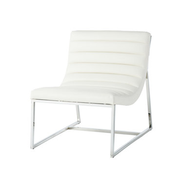 Contemporary White Leather Chair With Ergonomic Design For Optimal Seating Chic Legs, Suits Living Room Settings