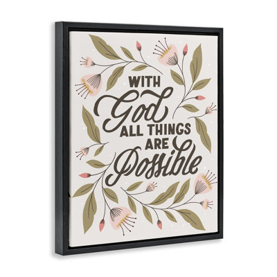 All Things Possible With God Framed Floater Canvas Wall Art, design by Muffin Grayson