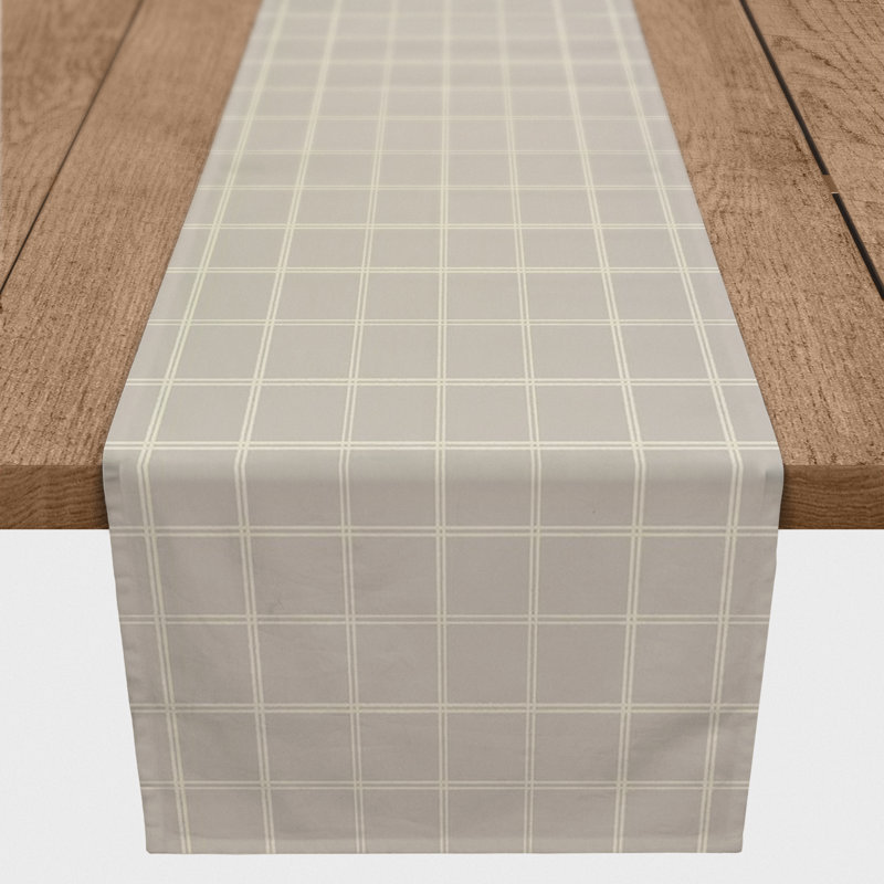 Chemin de table rouge et crème à carreaux, 72 po x 16 po, Gris / blanc