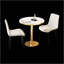 Table de salle à manger ronde et moderne avec plateau en faux marbre, assemblage facile et structure en métal robuste pour une utilisation élégante et durable-1710135910